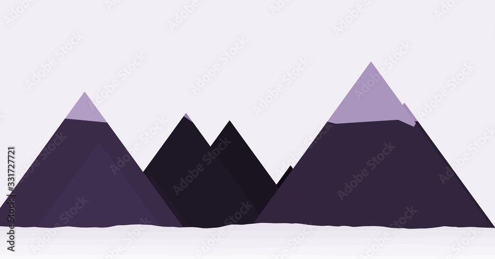 Moon and Mountains Panorame Generative Art background illustration