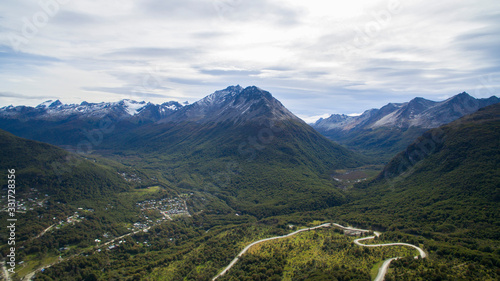 Ushuaia aerial view. Ushuaia is the capital of Tierra del Fuego province in Argentina. photo