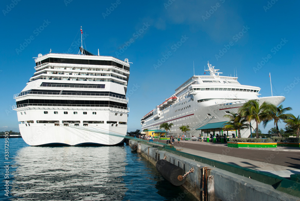 Two Cruise Liners Moored in Nassau