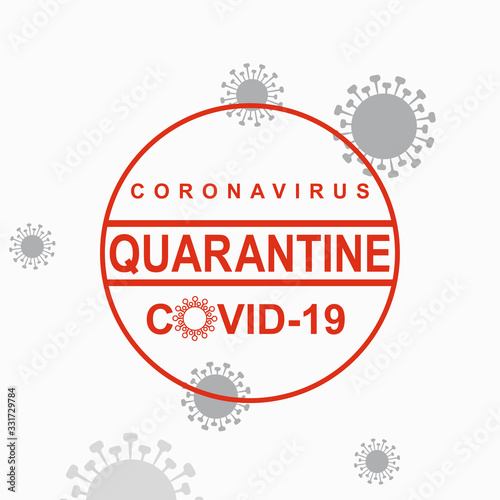 Red vector circle warning stamp. Coronavirus COVID-19. Quarantine. Warning inscription biological hazard risk logo symbol. Vector information template.