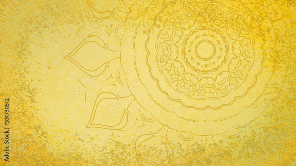 Naklejka Jugendstil floral Ornament braun auf Hintergrund Pastell gold gelb Textil Wand antik altes Papier Vorlage Layout Design Template Geschenk zeitlos schön alt barock edel rokoko elegant background