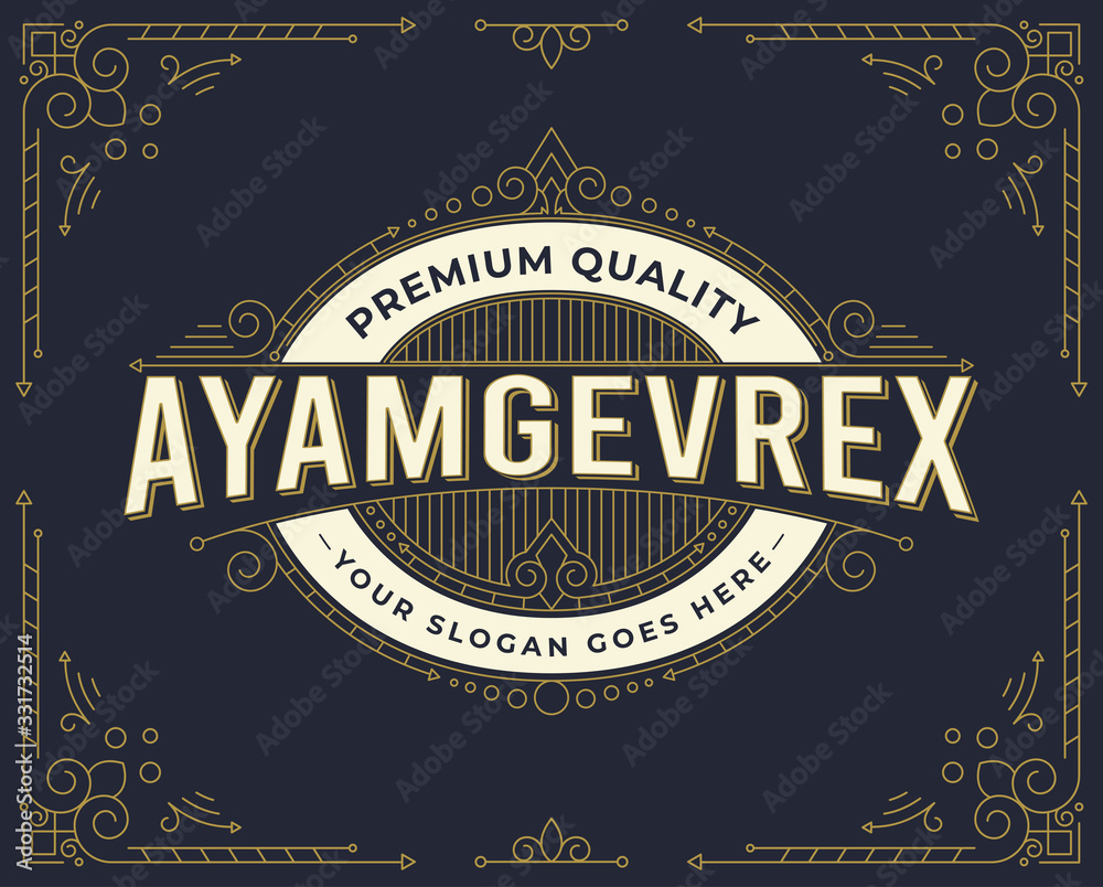 Obraz premium vintage badge logo design with flourishes ornament swirls
