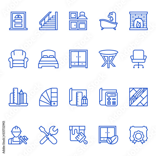 Set of furniture and interior design icons. Vector illustration