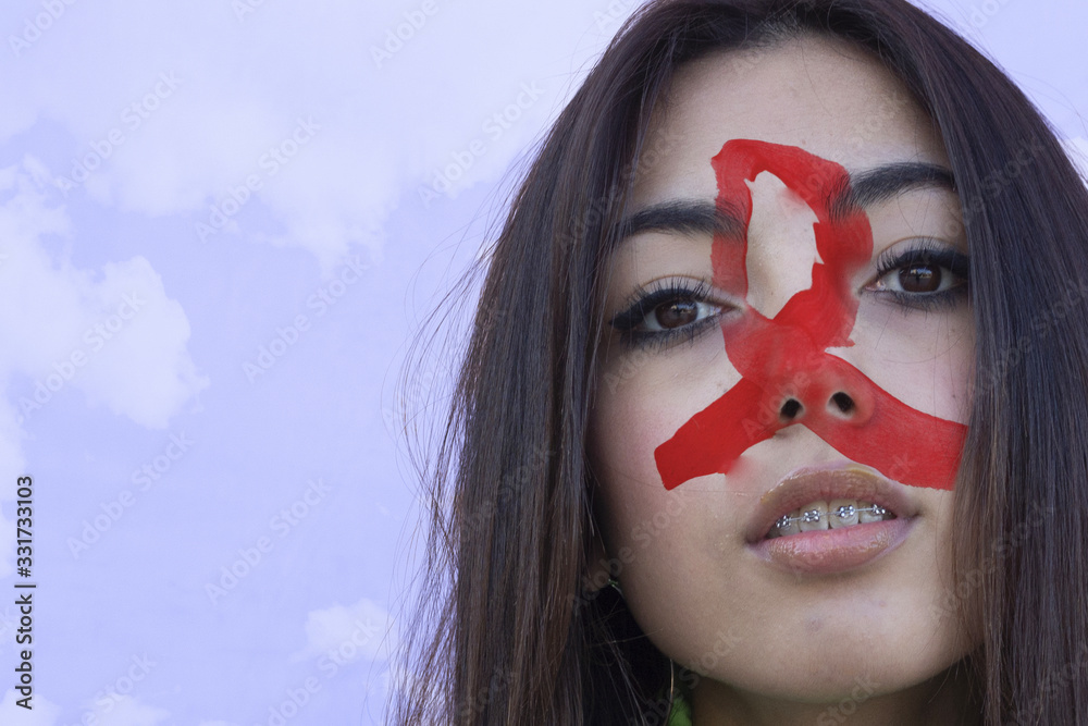 Εκτύπωση καμβά Flag of sida painted on a face of a smiling happy young woman