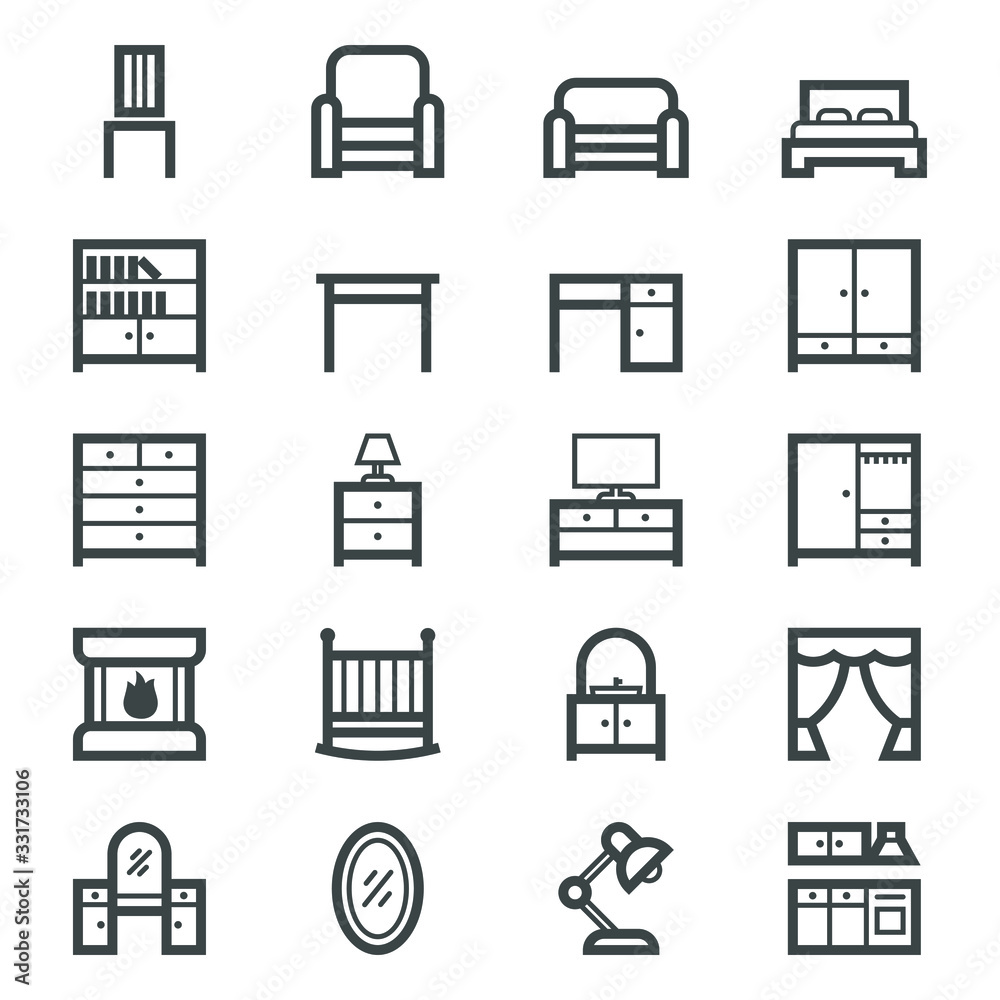 Set of furniture icons. Vector illustration Set of furniture icons. Vector illustration