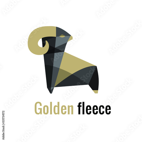 Golden fleece logo. Icon Graphic sign for your company. Polygonal graphics