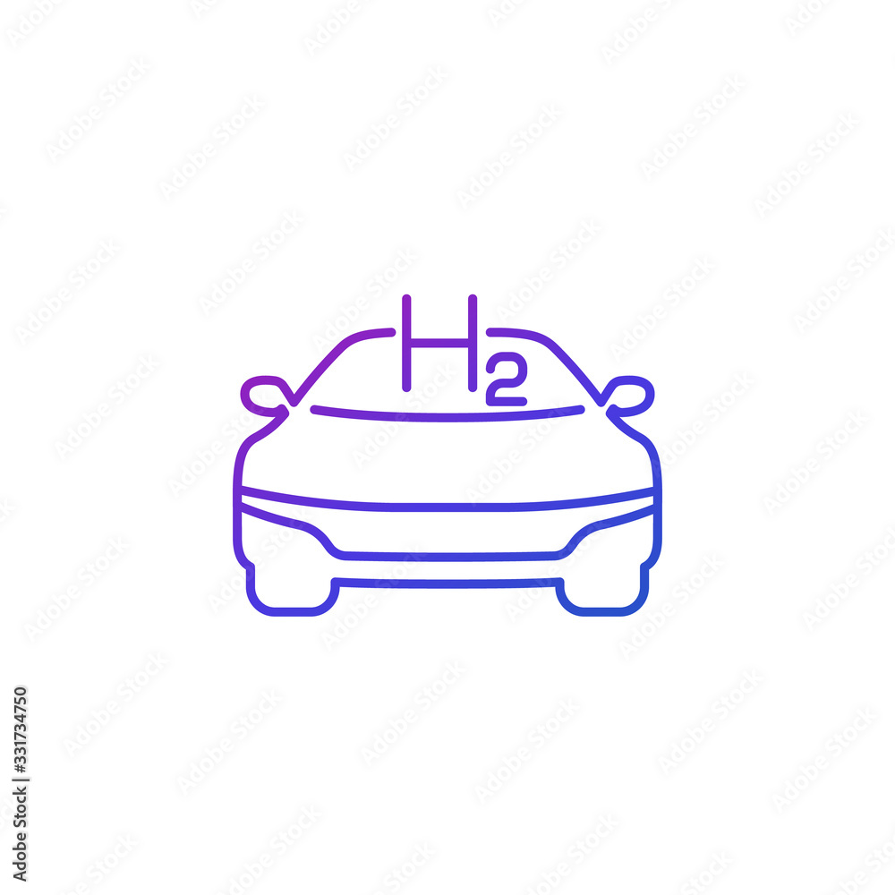 hydrogen car line icon on white, vector