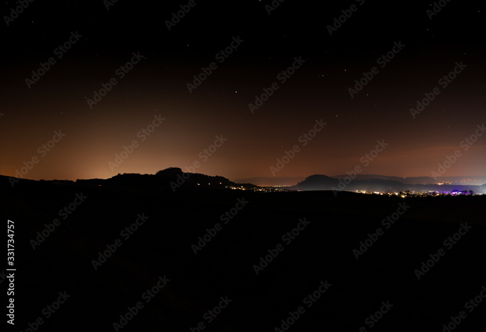 Night landscape Hegau Hohentwiel Germany Night landscape Hegau Hohentwiel Germany