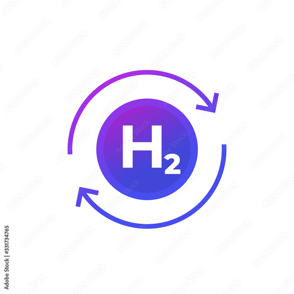 hydrogen vector icon with arrows hydrogen vector icon with arrows