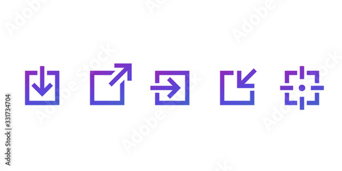 external link, download and login icons for web and apps