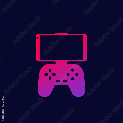 gamepad for smart phone icon, vector