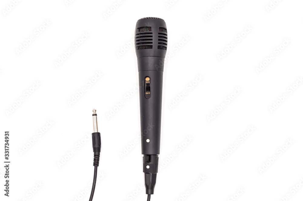 Obraz premium Black karaoke microphone with its connection
