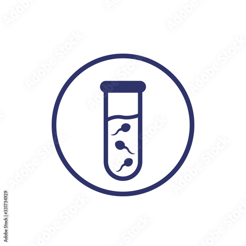 sperm test icon, tube and semen