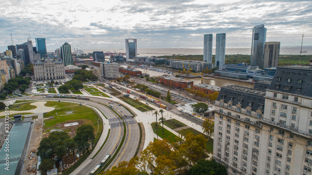 Aerial view of Puerto Madero in Buenos Aires - Argentina.