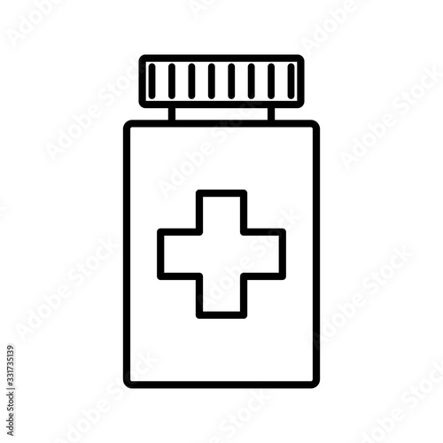 Isolated pills jar line style icon vector design