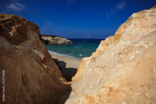 Alyko beach, Naxos / Greece - August 24, 2014: Alyko beach view in Naxos, Cyclades Islands, Greece