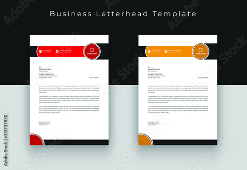 Letterhead template with various colors, letterhead template in flat style, letterhead set or bundle