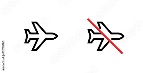 Set of Airplane icons. Editable line vector.