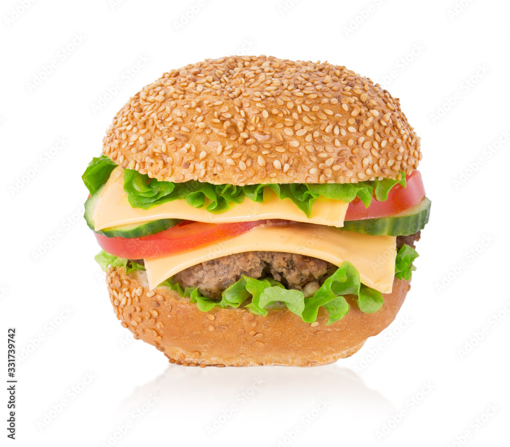 Fresh burger gamburger isolated on a white background Fresh burger gamburger isolated on a white background