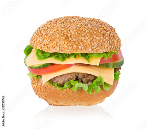 Fresh burger gamburger isolated on a white background