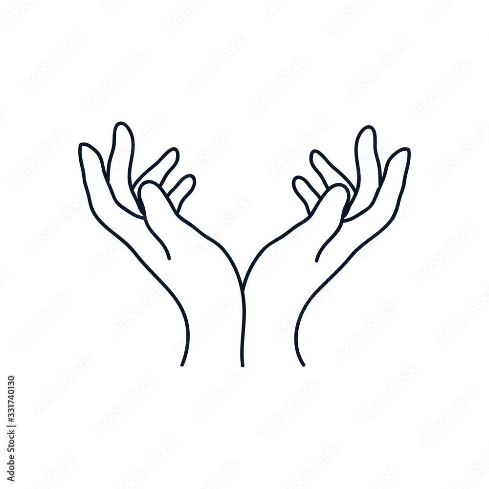 delicate opened hands icon, line style, minimalist tattoo concept delicate opened hands icon, line style, minimalist tattoo concept