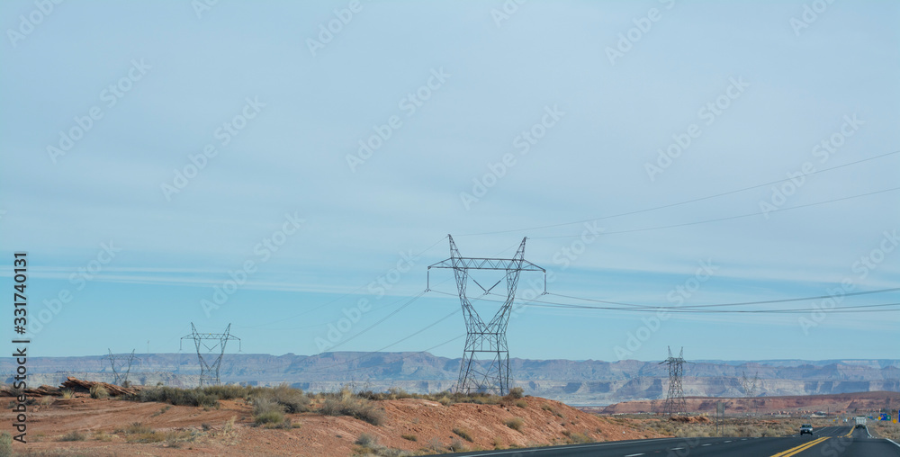 electricity pylons in the field