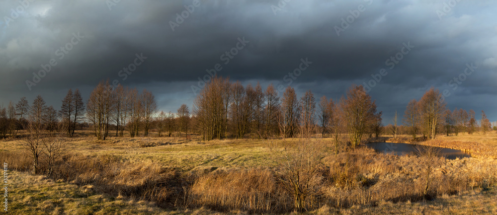 Autumn landscape before sunset