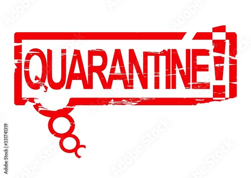 Damaged oval stamp with the words - Quarantine