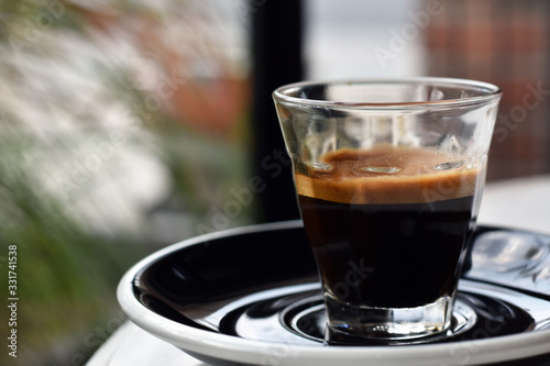 Close-up view, Espresso in shot glass.