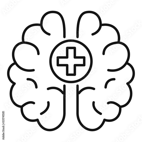 Brain medical care icon. Outline brain medical care vector icon for web design isolated on white background
