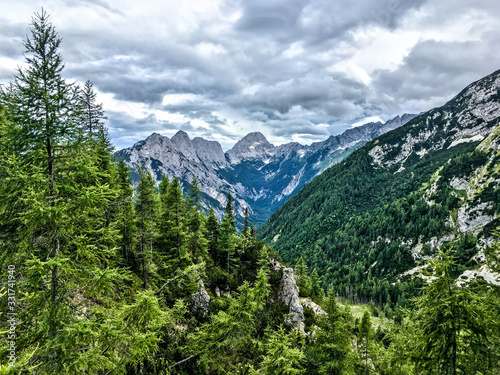 Hiking trail in the Jules Alpes in Slovenia