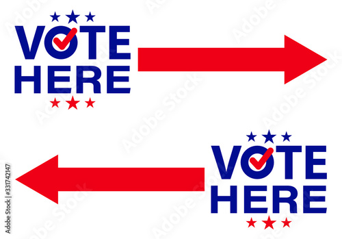 Vote Here Sign. Election Concept. Vector Illustration EPS 10.