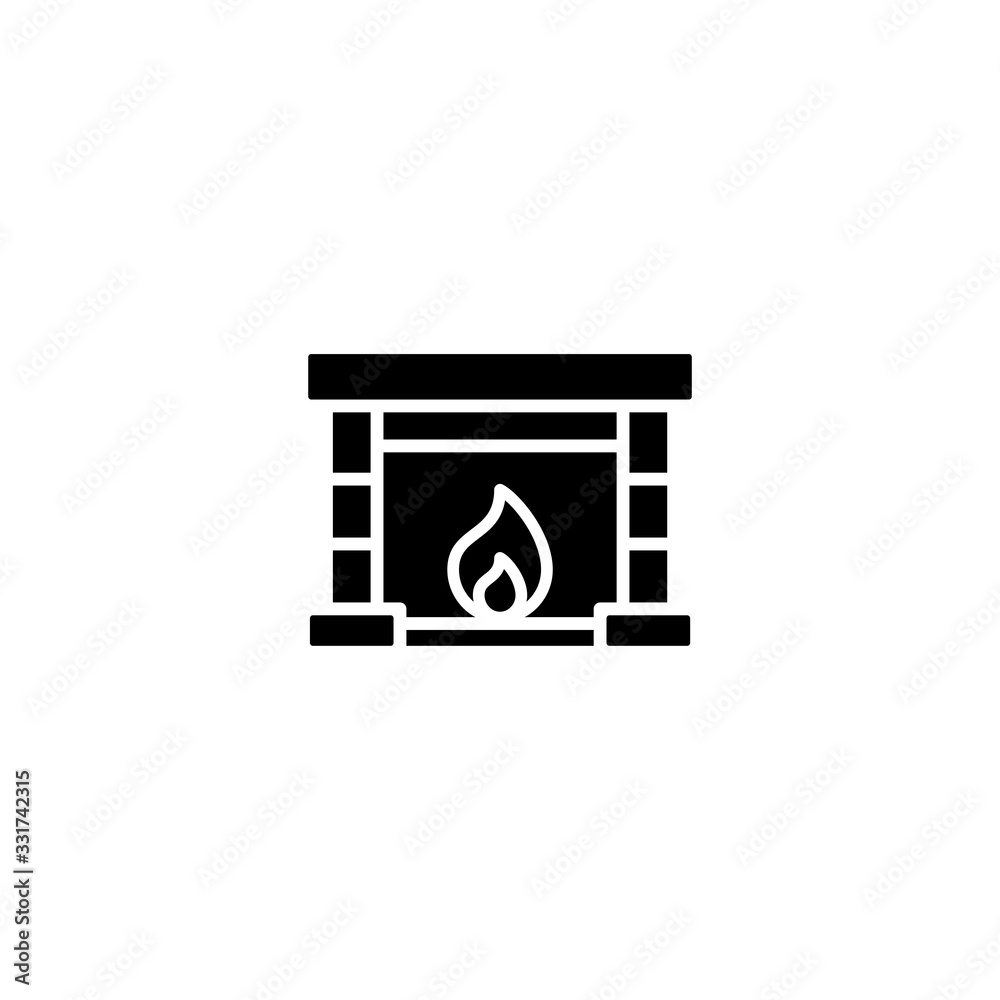 Fireplace icon vector. Christmas fireplace symbol. Trendy Flat style for graphic design, Web site, UI. EPS10. - Vector illustration Fireplace icon vector. Christmas fireplace symbol. Trendy Flat style for graphic design, Web site, UI. EPS10. - Vector illustration