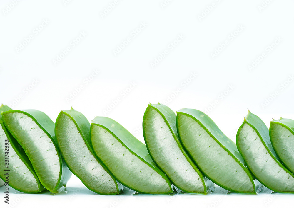 Aloe vera fresh leaf on white background, is a very useful herbal remedy for skin care and hair care. Aloe vera fresh leaf on white background, is a very useful herbal remedy for skin care and hair care.