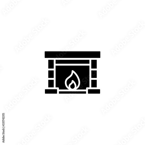 Fireplace icon vector. Christmas fireplace symbol. Trendy Flat style for graphic design, Web site, UI. EPS10. - Vector illustration