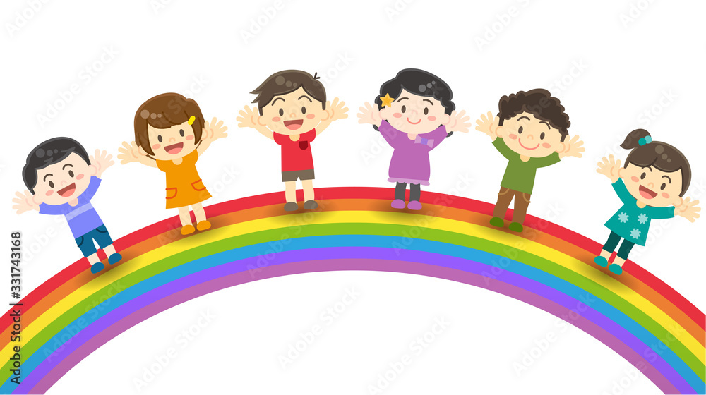 人物　子供　虹