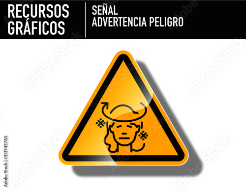 Señal de Peligro. Mujer mareada por corona virus