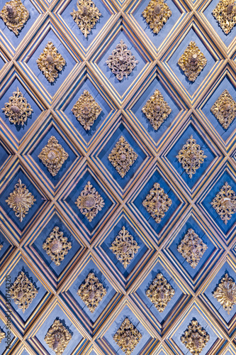 Blue diamond pattern with gilded roof of a castle