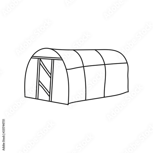 Simplified outline vector illustration of a greenhous on a white background.