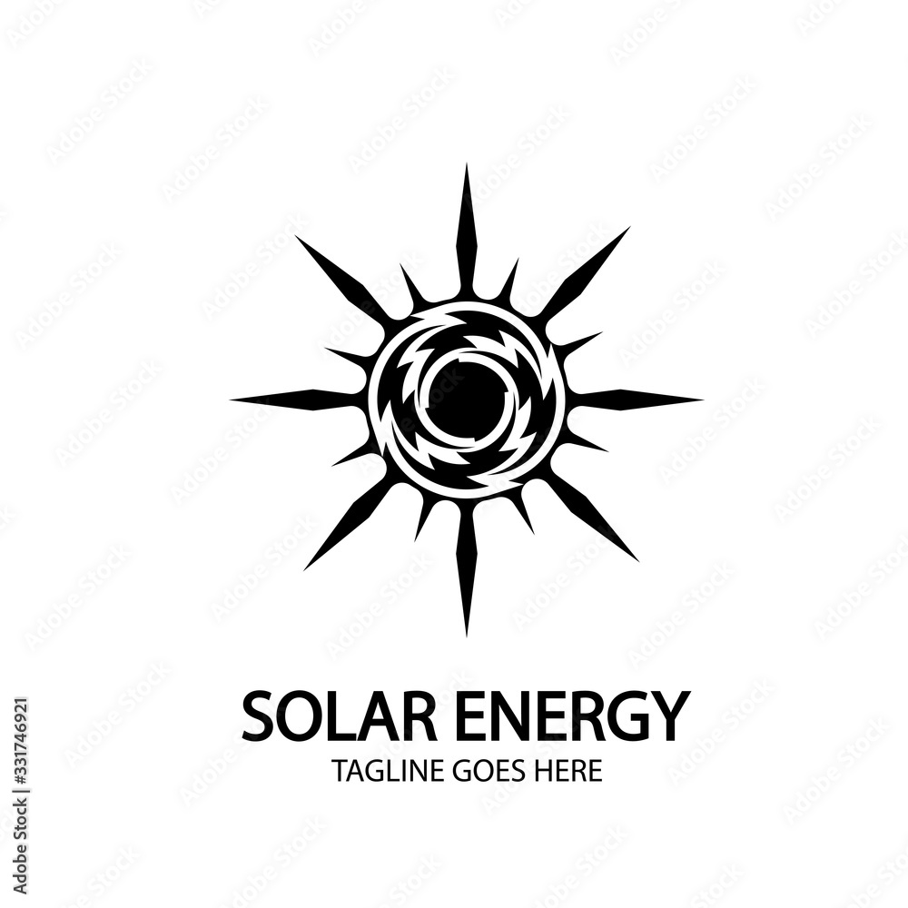 Fototapeta premium Solar energy panel and sun icon isolated on white background