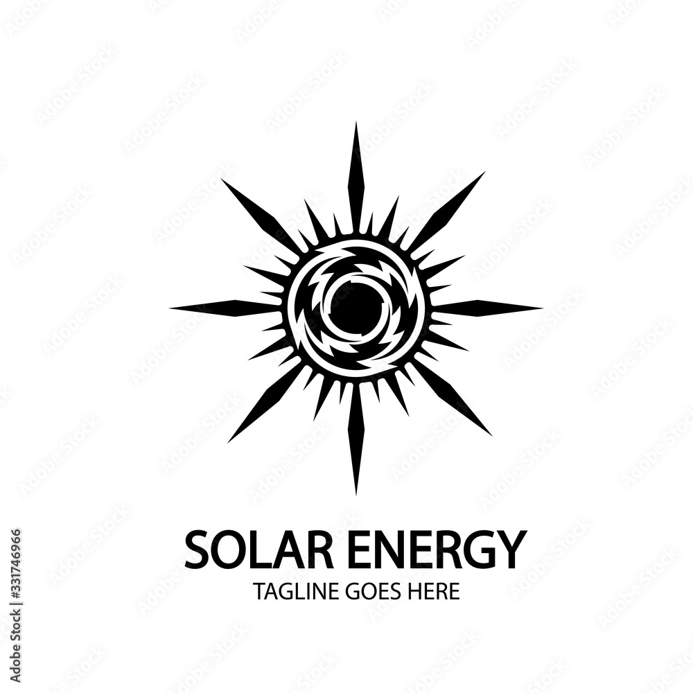 Fototapeta premium Solar energy panel and sun icon isolated on white background