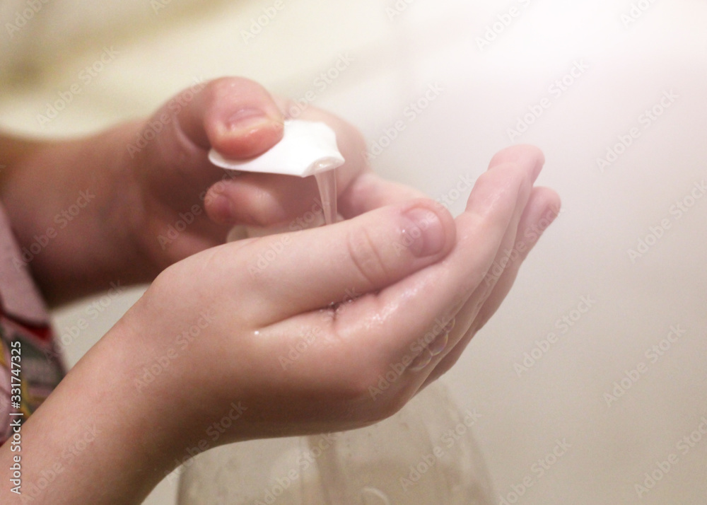 Children's hands with soap so close Children's hands with soap so close