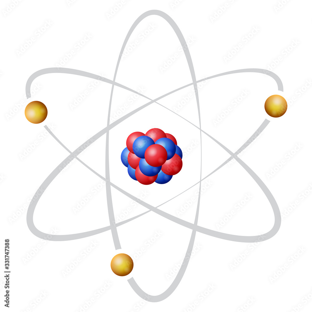 Atom nuclear model in color Stock Vector | Adobe Stock