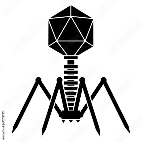 bacteriophage virus model in black and white photo
