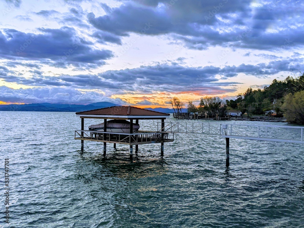 Lake serenity at sunset