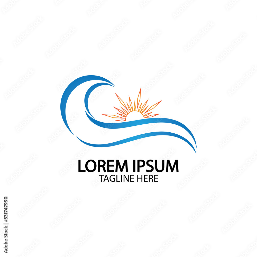 Water wave and sun icon vector illustration design logo Water wave and sun icon vector illustration design logo