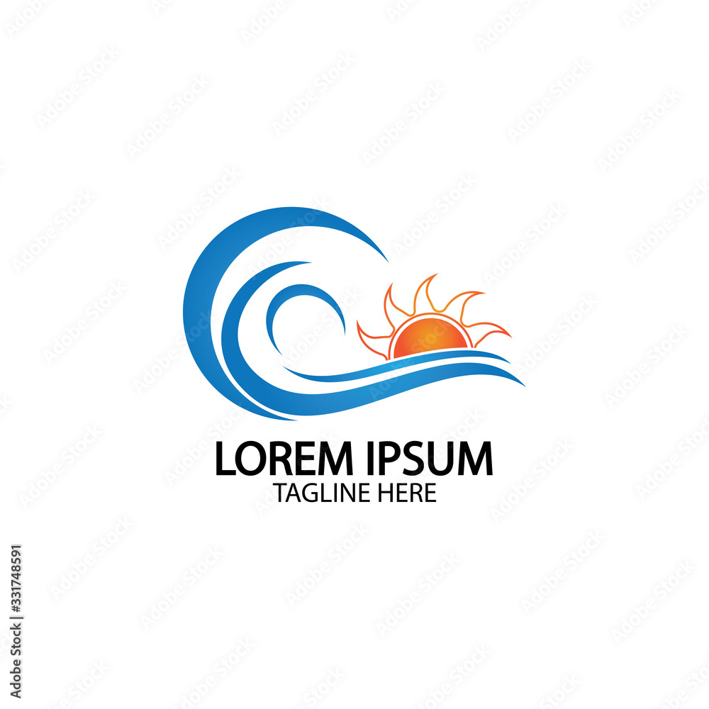 Water wave and sun icon vector illustration design logo Water wave and sun icon vector illustration design logo