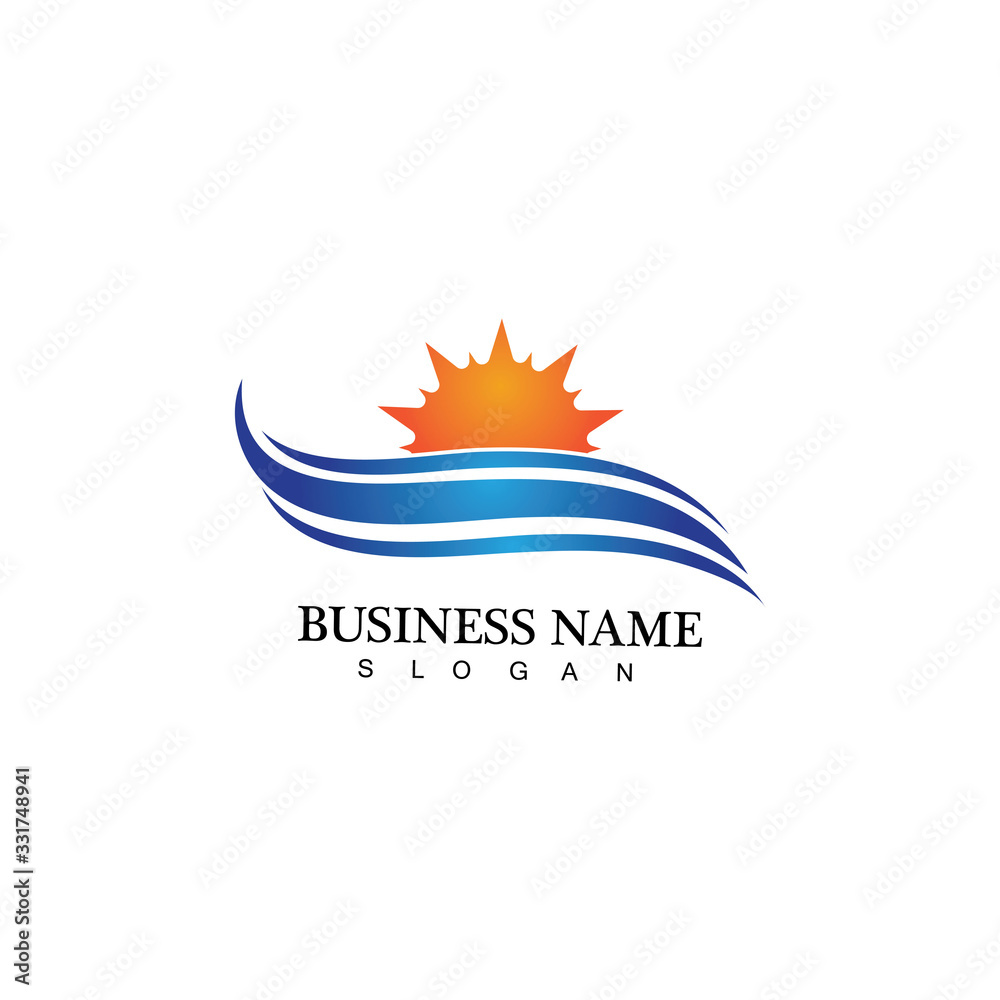 Water wave and sun icon vector illustration design logo Water wave and sun icon vector illustration design logo