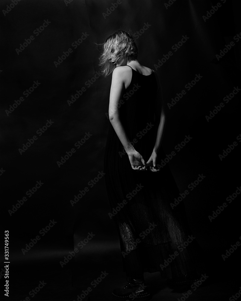 Rock and roll girl on a black background Rock and roll girl on a black background