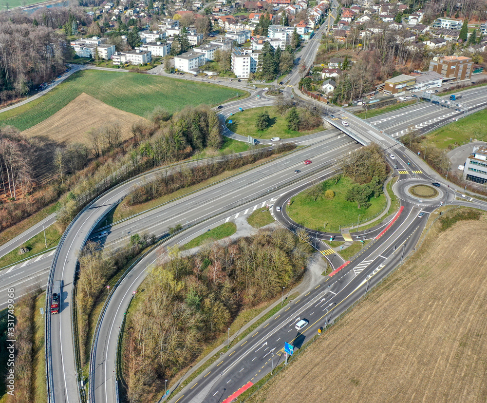 Auf und Abfahrten bei dem Autobahnabschnitt Muri, Bern